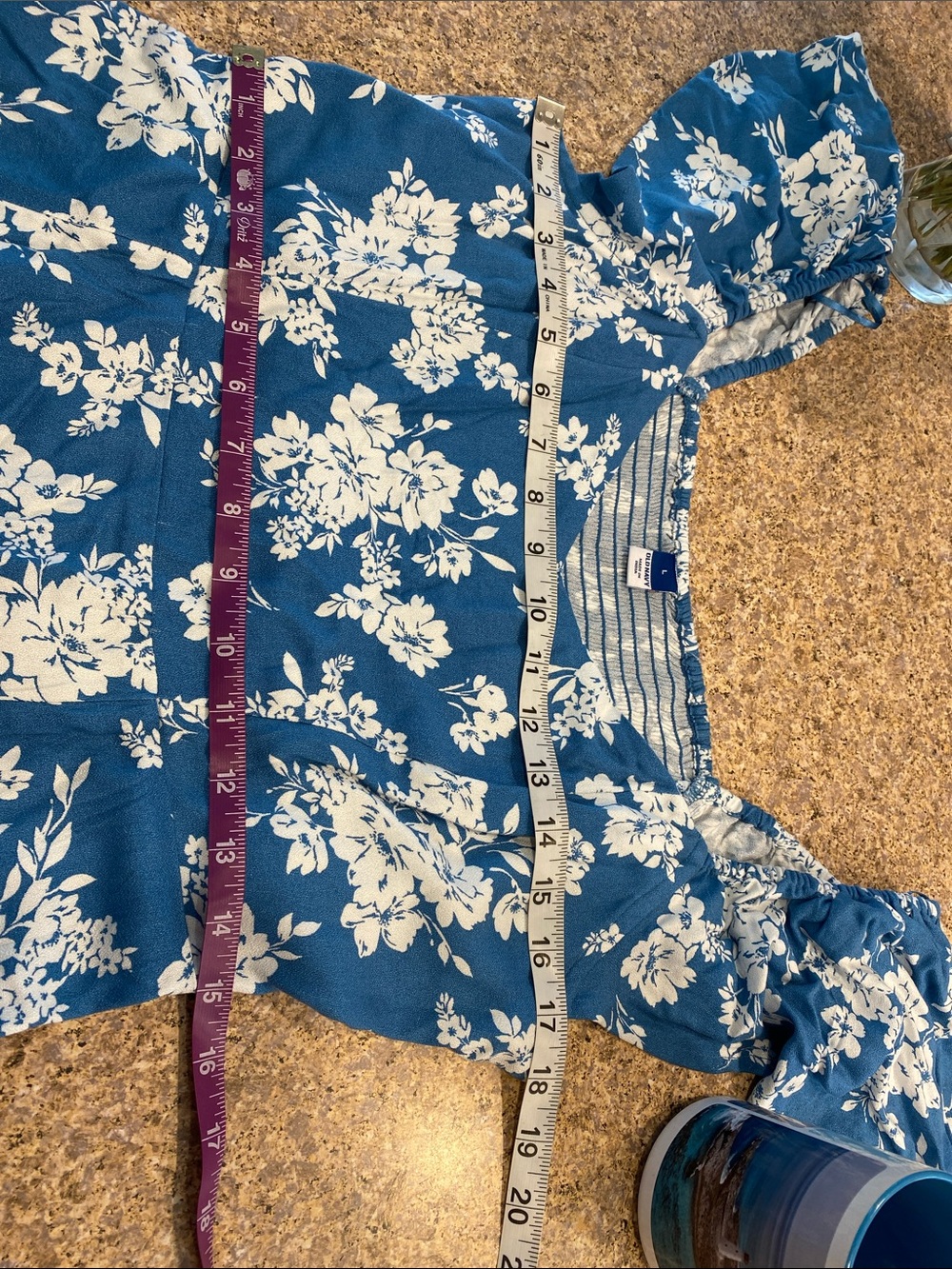 Old Navy Flutter Sleeve Floral Dress Large Blue Musty - Picture 5 of 15